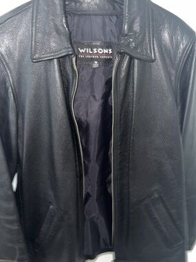 Wilson Black Leather Zip-Up Bomber Jacket